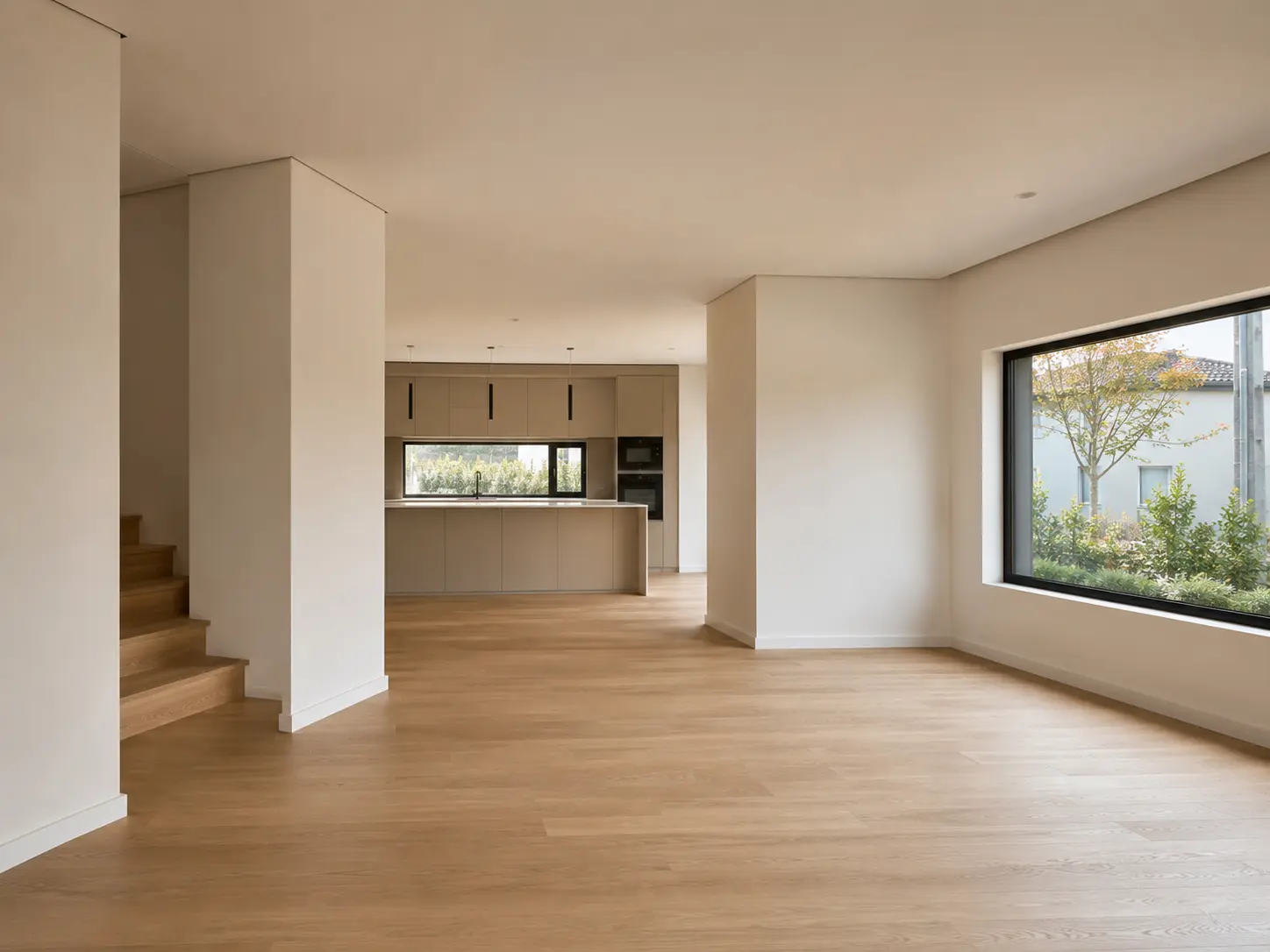 Newly finished residential interior with clean plastered walls